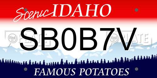 SB0B7V Idaho License Plate