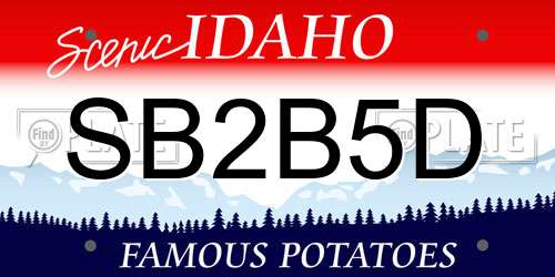 SB2B5D Idaho License Plate