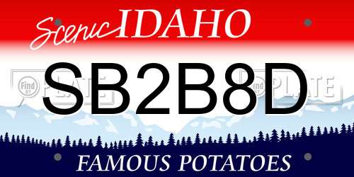 SB2B8D Idaho License Plate