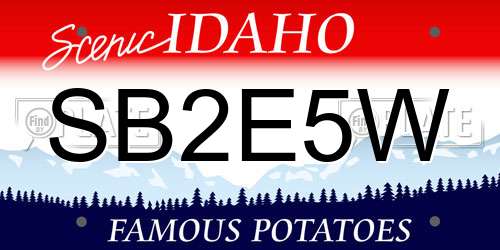 SB2E5W Idaho License Plate