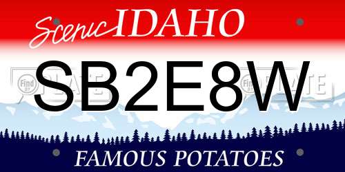 SB2E8W Idaho License Plate