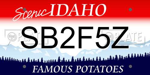SB2F5Z Idaho License Plate