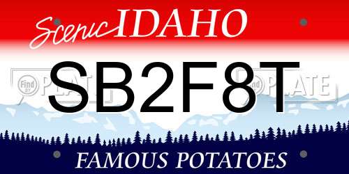 SB2F8T Idaho License Plate