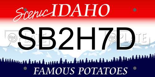 SB2H7D Idaho License Plate