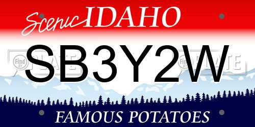 SB3Y2W Idaho License Plate