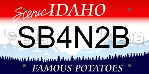 SB4N2B Idaho License Plate