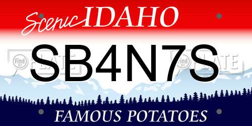 SB4N7S Idaho License Plate