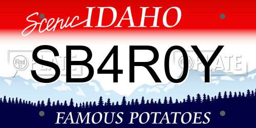 SB4R0Y Idaho License Plate