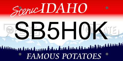 SB5H0K Idaho License Plate