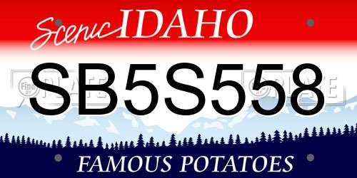 SB5S558 Idaho License Plate