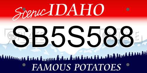 SB5S588 Idaho License Plate