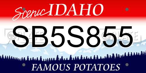 SB5S855 Idaho License Plate
