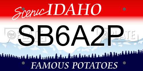 SB6A2P Idaho License Plate