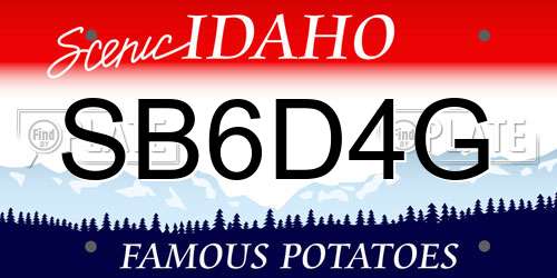 SB6D4G Idaho License Plate