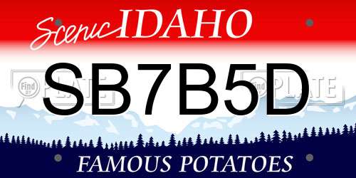 SB7B5D Idaho License Plate
