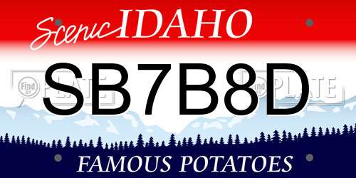 SB7B8D Idaho License Plate