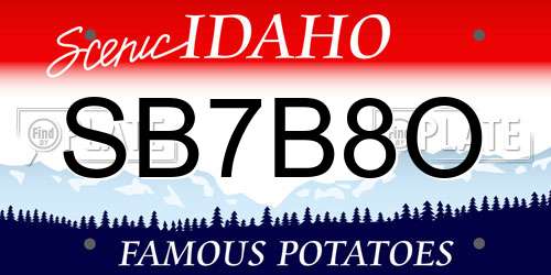 SB7B8O Idaho License Plate