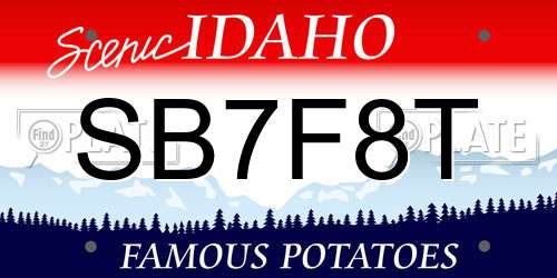 SB7F8T Idaho License Plate