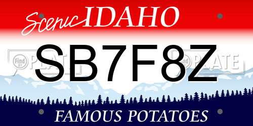 SB7F8Z Idaho License Plate