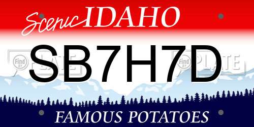 SB7H7D Idaho License Plate