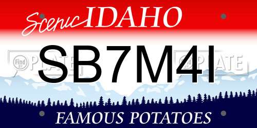 SB7M4I Idaho License Plate