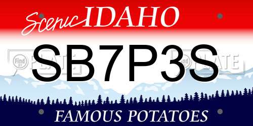 SB7P3S Idaho License Plate