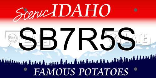 SB7R5S Idaho License Plate