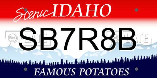 SB7R8B Idaho License Plate