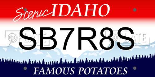 SB7R8S Idaho License Plate
