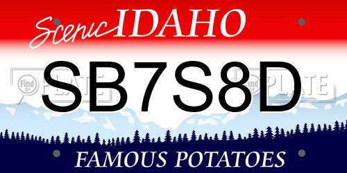 SB7S8D Idaho License Plate