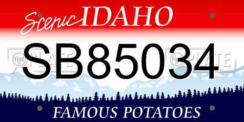 SB85034 Idaho License Plate