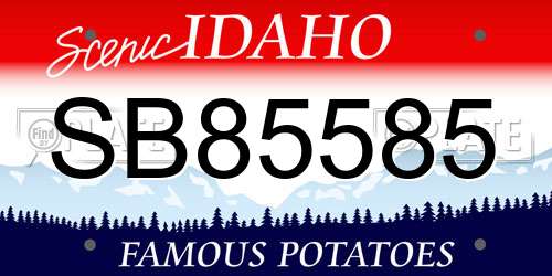 SB85585 Idaho License Plate