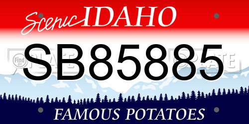 SB85885 Idaho License Plate