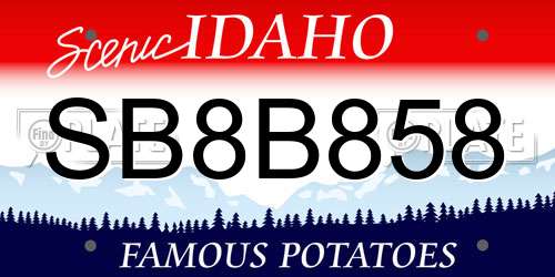 SB8B858 Idaho License Plate
