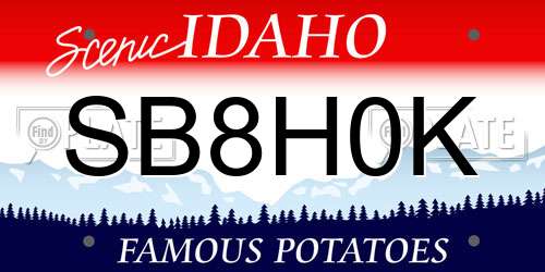 SB8H0K Idaho License Plate