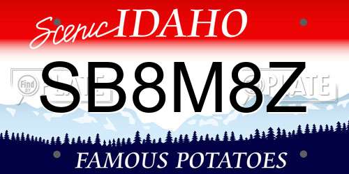 SB8M8Z Idaho License Plate