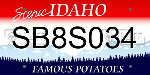 SB8S034 Idaho License Plate