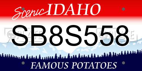 SB8S558 Idaho License Plate