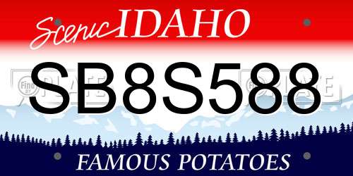 SB8S588 Idaho License Plate