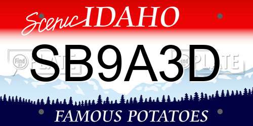 SB9A3D Idaho License Plate