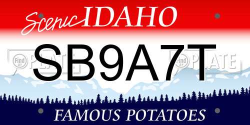 SB9A7T Idaho License Plate