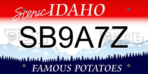 SB9A7Z Idaho License Plate