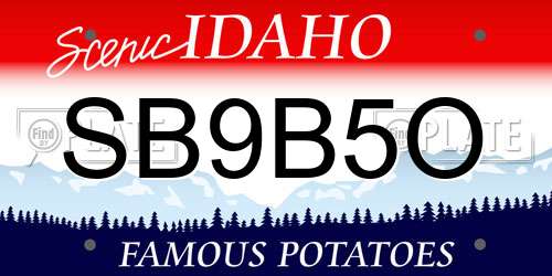 SB9B5O Idaho License Plate