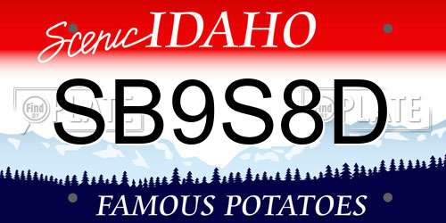 SB9S8D Idaho License Plate