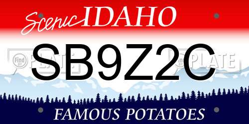 SB9Z2C Idaho License Plate