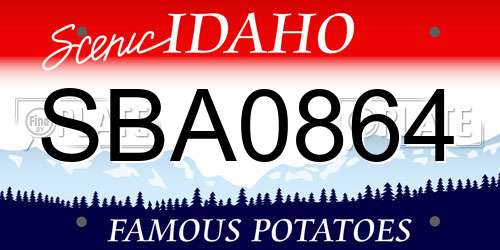 SBA0864 Idaho License Plate