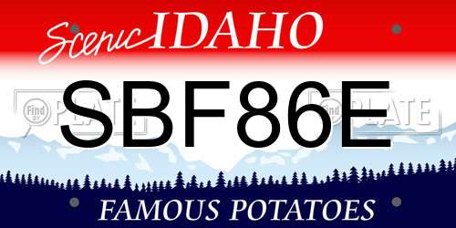 SBF86E Idaho License Plate