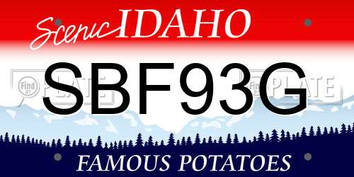 SBF93G Idaho License Plate