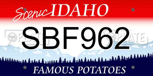 SBF962 Idaho License Plate