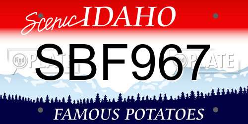 SBF967 Idaho License Plate